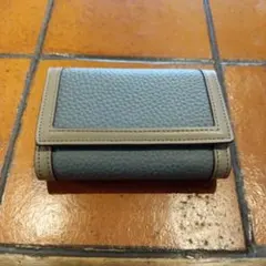 バイカラー本革ミニ財布 小銭入れ マチ付き スキミング防止 ブルー×グレージュ