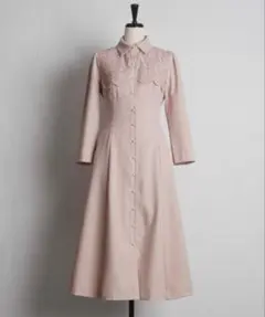 tocco closet ヨークレース切り替えバックレースアップシャツワンピース