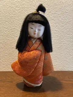 日本人形〉市松人形 黒金髪 茶色着物 男の子 - メルカリ