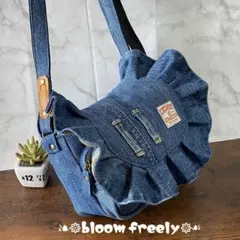 Ｎｏ.60 デニムリメイク【フリル付きサコッシュ】ショルダーバッグ