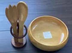 木製サラダボウル（22cm）＆スプーンセット