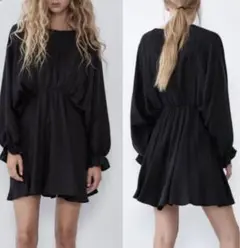 新品タグ付き ZARA 黒ワンピース