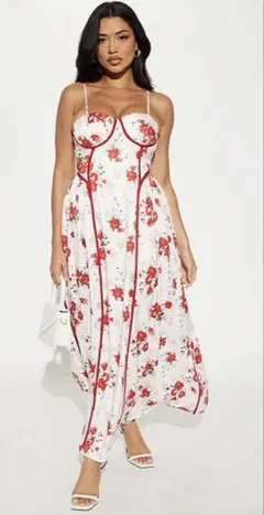 Fashion Nova♡花柄コルセットふんわりロングワンピース♡少し難あり