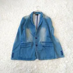 EVOLUTION ストレッチデニムテーラージャケット GジャンLブラスト加工