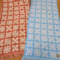 キャシーマムタオル2枚セット140cm×32cm 赤水色　kathymom