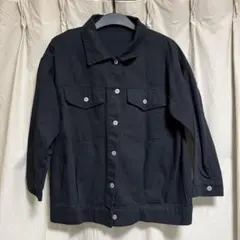 黒 ボタン付きジャケット レディース