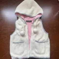 クリーム色ボアフードベスト 90cm