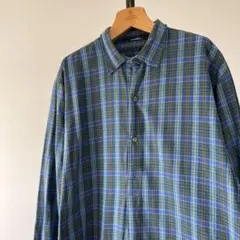 C*e様 ユーロ古着　ビンテージ　グランパシャツ　ロング丈　チェック総柄　メンズ