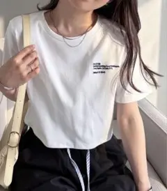 【試着のみ美品】solleim クロップド刺繍Tシャツ ホワイトMのサムネイル