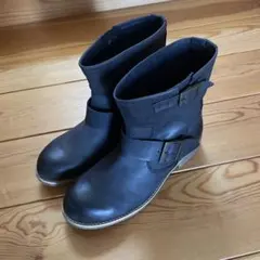 シップス★黒 レザー バックル付きエンジニアブーツ23.0
