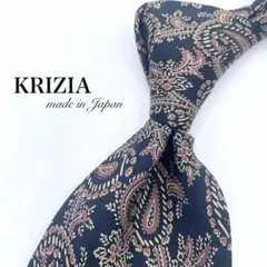 【極美品】KRIZIA ネクタイ 黒 ペイズリー 国産品 お洒落 リーズナブル