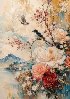 森田リナ 作 アクリル画 F100 額装 金彩 花】 - メルカリ