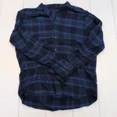 長袖 チェックシャツ ブルー×ブラックのサムネイル