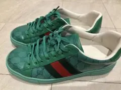 Gucci グリーン GGパターン スニーカー