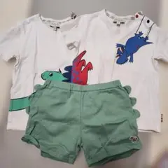 恐竜デザイン Tシャツ2枚とショーツセット 80cm