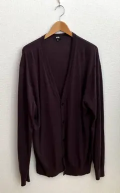 UNIQLO◾️メリノVネックカーディガン◾️XLサイズ◾️ダークパープル