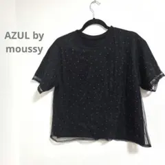 【定価3990円】AZUL BY MOUSSY チュールアソートTシャツ 黒 Fのサムネイル