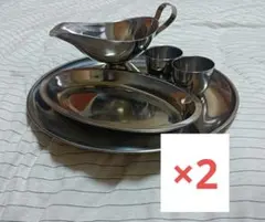 【7月末まで】ステンレス製 カレー皿セット ×2個のサムネイル