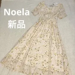 【新品タグ付】Noela 花柄ロングワンピース パワーショルダー フレア