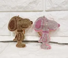 スヌーピー マスコット キラキラ ビジュー スパンコール キーホルダー