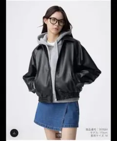 美品GU フェイクレザージャケット ブラック Lのサムネイル