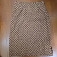 日本製 幾何学模様 ベージュ タイトスカート