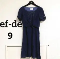 ef-de エフデ　重ね着風　ワンピース　ネイビー 紺 半袖 フォーマル レース