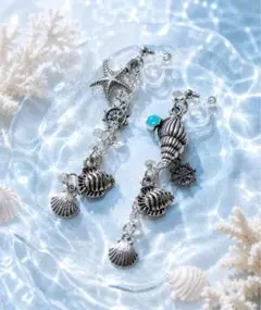 ターコイズとシェルのトライバルシルバーイヤリング シルバー ヒトデシェルハワイアン イヤリング ターコイズブルー - メルカリ