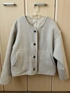 しまむら　リバーシブル　ボア　コーデュロイ　ノーカラージャケット　アウター