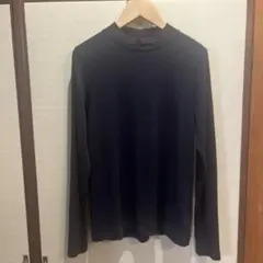 美品UNIQLO リブハイネックT ブラック レディース Ｌ