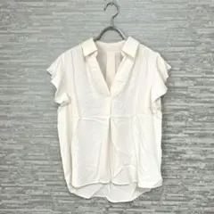 白 INGNI フリル袖 ブラウス M タグ付き オフホワイト 訳あり