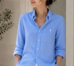 美品✨現行タグPolo Ralph Lauren リネンシャツ ライトブルー - メルカリ