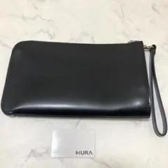 ほぼ未使用　現行品　MURA レザー 本革 L字　コンパクト クラッチバッグ 黒