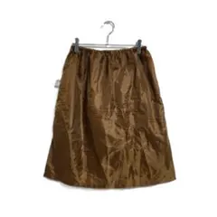 ミディ丈スカート M ブラウン ポリエステル ウエストゴム