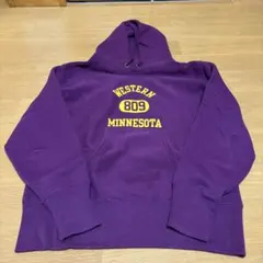 Champion パープル フード付きスウェット M