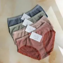 残り１０セット　チェック柄ガーリーストレッチショーツ４枚セット　抗菌　076