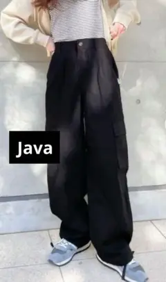 Java ブラック ワイドフィット カーゴパンツのサムネイル