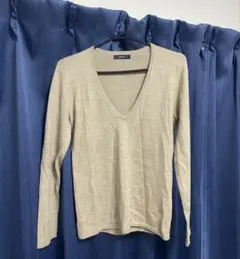 【Lサイズ】COMME CA ISM Vネックニット セーター ベージュ 長袖のサムネイル