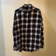 GU チェック柄 長袖シャツ ブラック XL