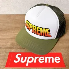 正規品　Supreme キャップ　帽子 アメリカ製　メッシュ　カーキ　グリーン