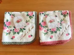 新品未使用　バラ柄タオルハンカチ2枚