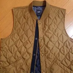 GAP メンズ ブラウン キルティングベスト L プリマロフト使用