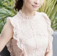 ZARA 総レースワンピース 石井美保さん着用 ザラフォーマル ピンク結婚式