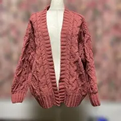 【新品】ViS ケーブルニットカーディガン F