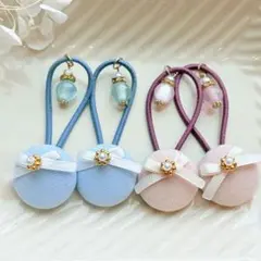 265✾︎ ハンドメイド　ヘアゴム4個セット　22㎜くるみボタン