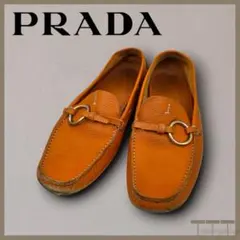 【PRADA】ドライビングシューズ レザー オレンジ 36.5【A351】のサムネイル