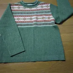 SIMPLE LIFE グリーン ニットセーター