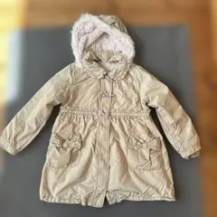 anyFAMフリース内張り ベージュコート フード付き