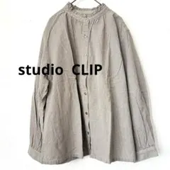 studio CLIP 襟フリルチェック柄 長袖シャツ
