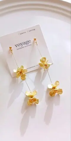 【再販】マットゴールド フラワー ピアス イヤリング ブライダル ハンドメイド